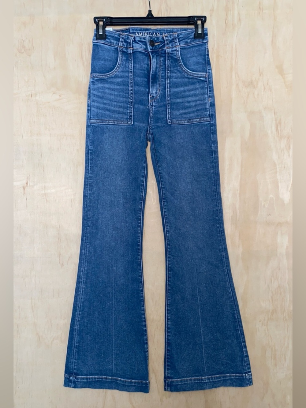 American Eagle Outfitters Dark Blue High-Rise Flare Jeans